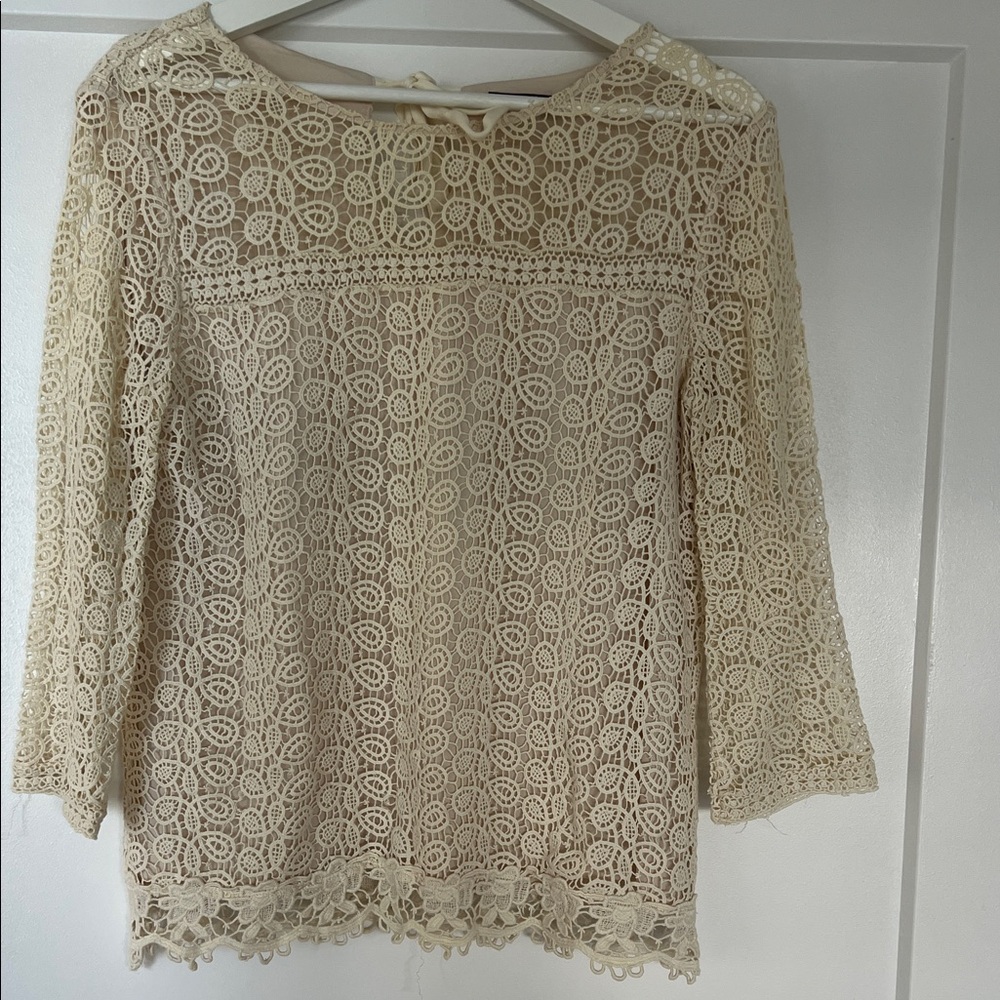 Massimo Dutti Cream Crochet Lace Blouse